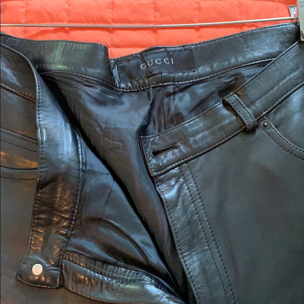 Men’s Gucci black leather pants